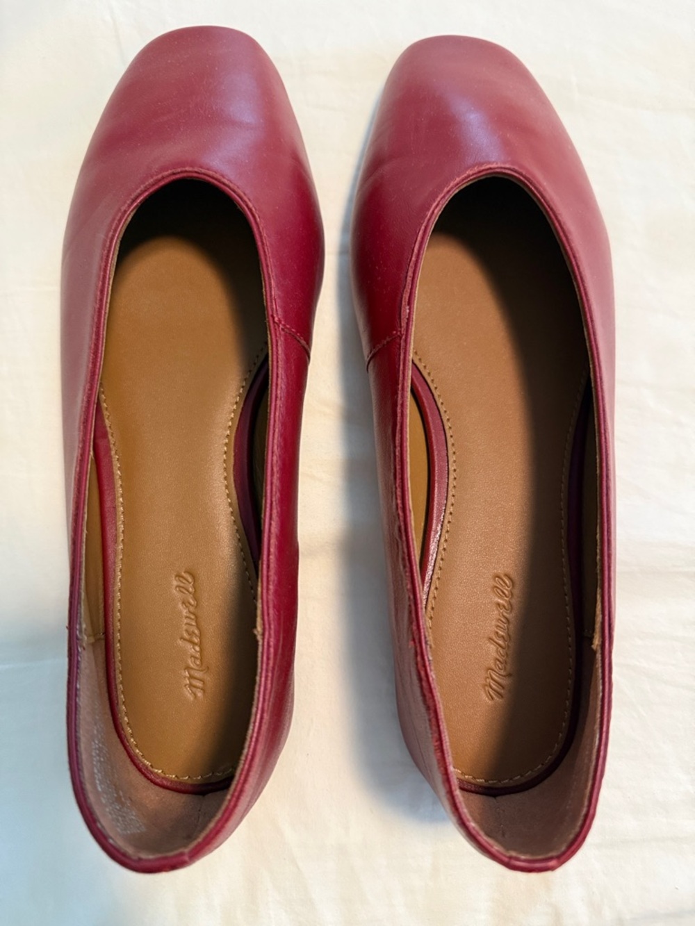 Madewell Women's Burgundy Leather Square-Toe Flats